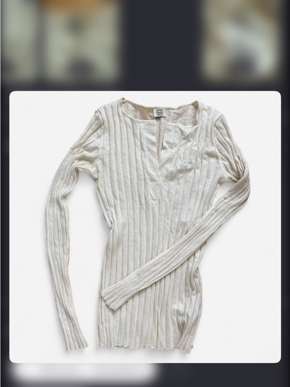 Totême Ribbed Long-Sleeve Top in Light Cream